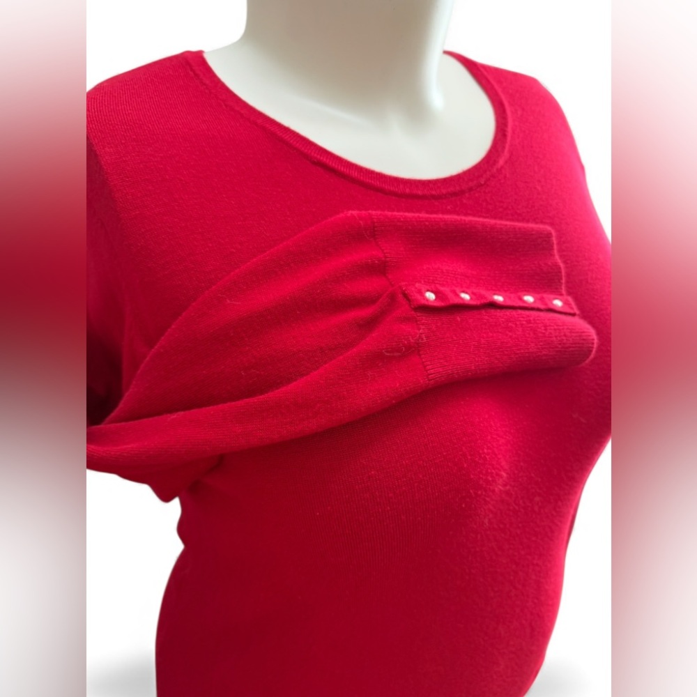 JM COLLECTION WOMEN'S STUDDED-CUFF SWEATER IN RED- SIZE XL